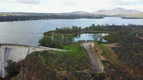 Lower Otay Lake Reservoirr of San Diego - Drone Video Aerial video of Lower Otay Lake is an artificial lake in San Diego County, California. photo