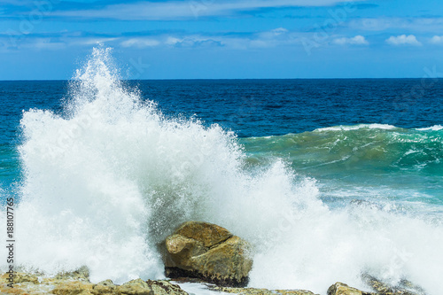 Ocean Waves Crashing Spray Coastline