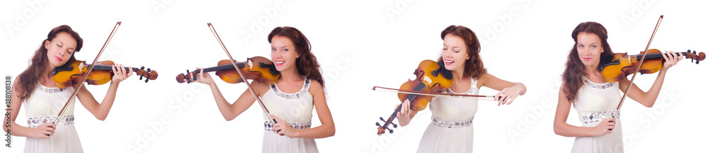 Woman playing violin isolated on white background Woman playing violin isolated on white background