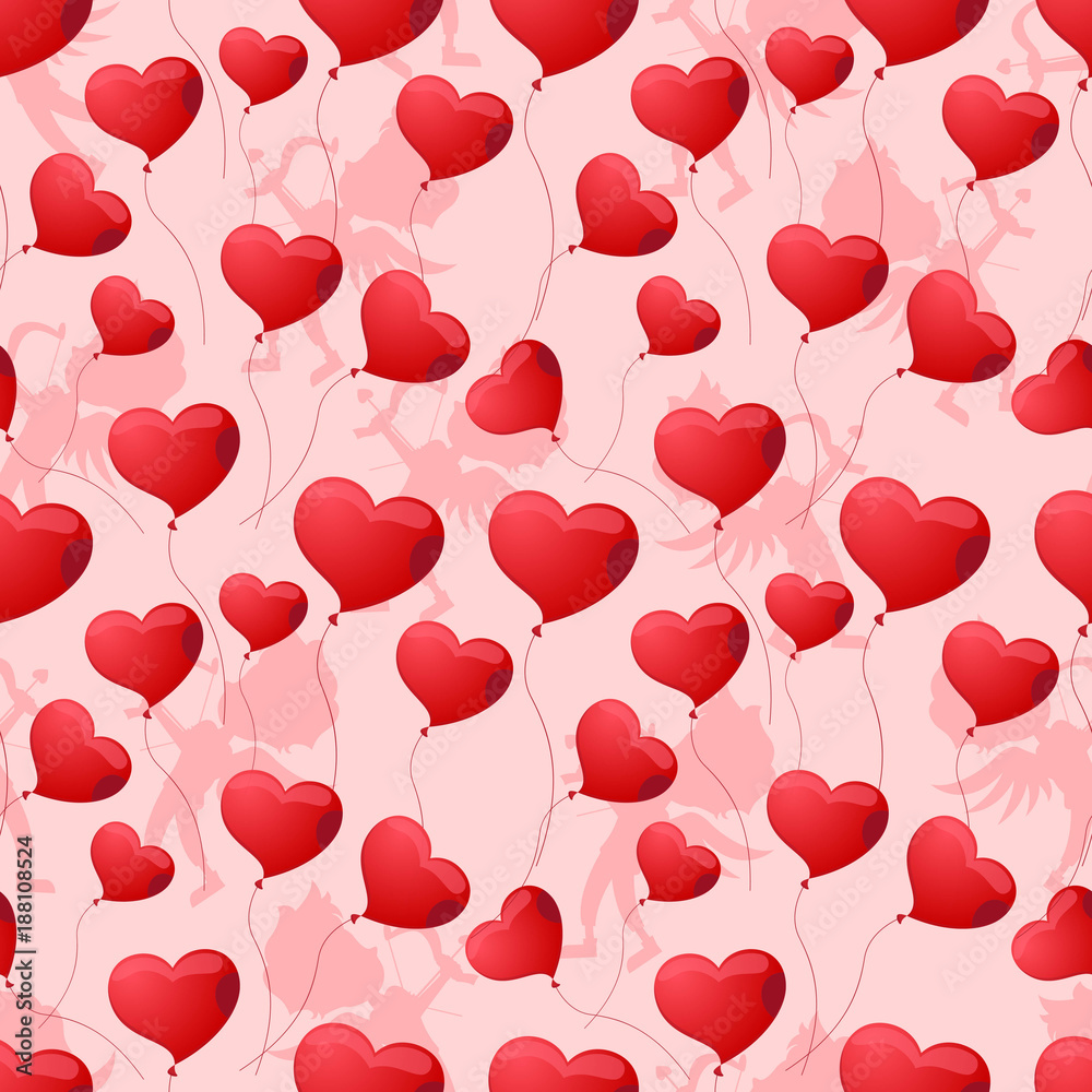 Seamless pattern with hearts on the background