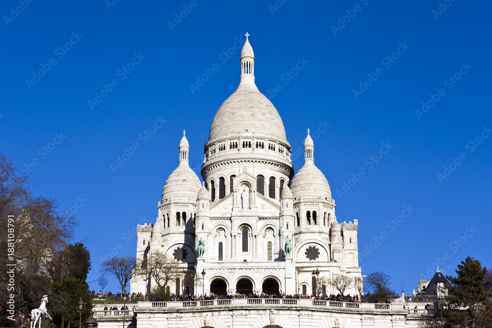 Sacré-Cœur - the Basilica of the Sacred Heart of Paris, France.
