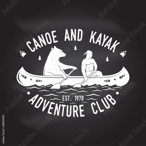 Canoe and Kayak club. Vector illustration.