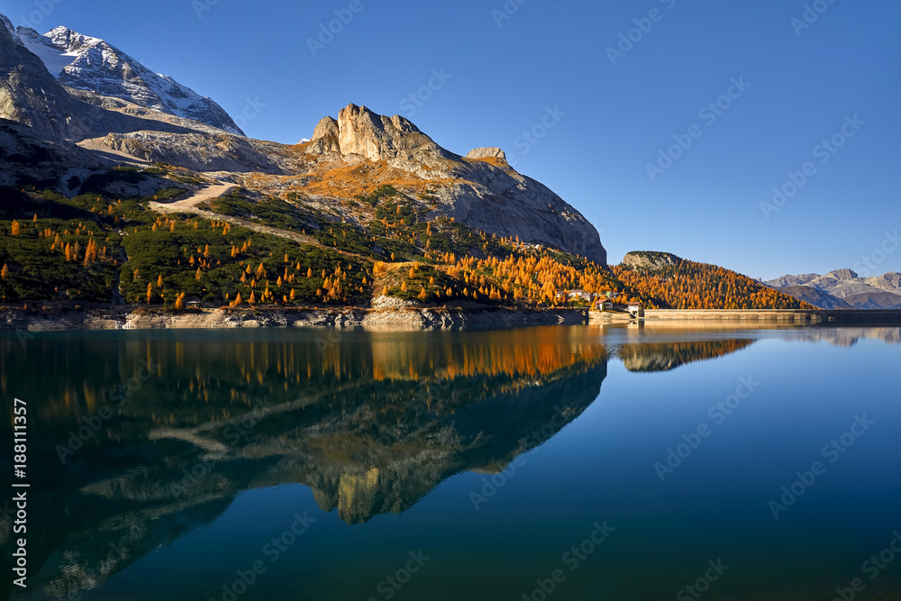 Lago di Fedaia, near the Marmolada mountain, Dolomites, Italy