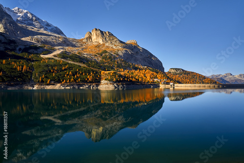 Lago di Fedaia, near the Marmolada mountain, Dolomites, Italy
