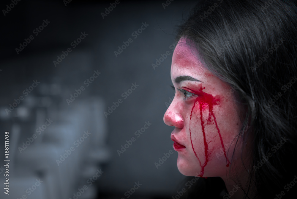 Close up scary face dark tone,Horror scene concept Close up scary face dark tone,Horror scene concept
