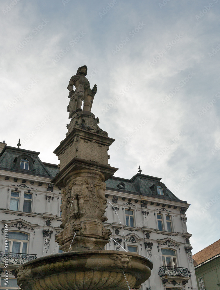 Roland or Maximilian Fountain in Bratislava, Slovakia.