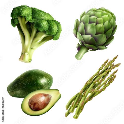  Set Of Vegetables In Realistic Style