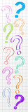 Panoramic header with hand drawn question marks on checked paper. Vector.