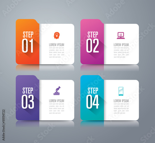 Folder infographics design vector and business icons with 4 options.