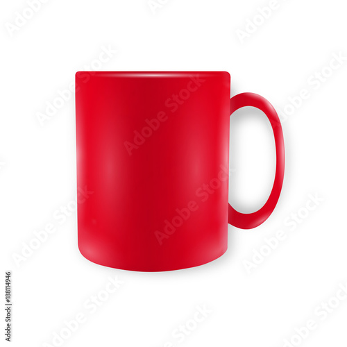 Red mug on white background