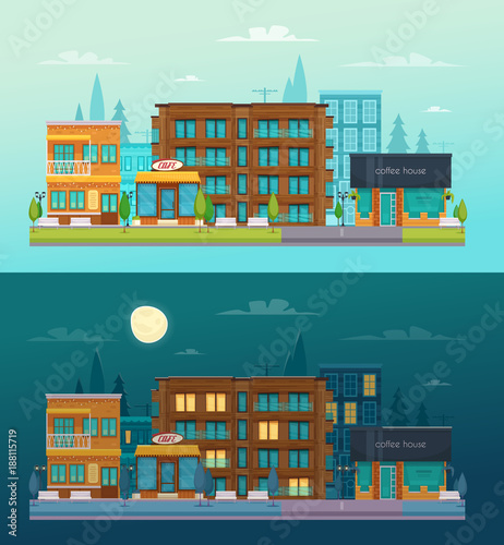  Street Day Night Banners Set 