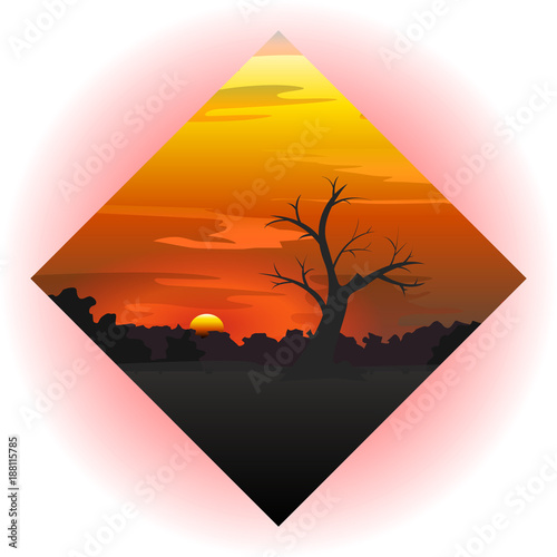 Image of Savannah in the shape of a diamond, icon for the design of the travel agency website, for the site vector,