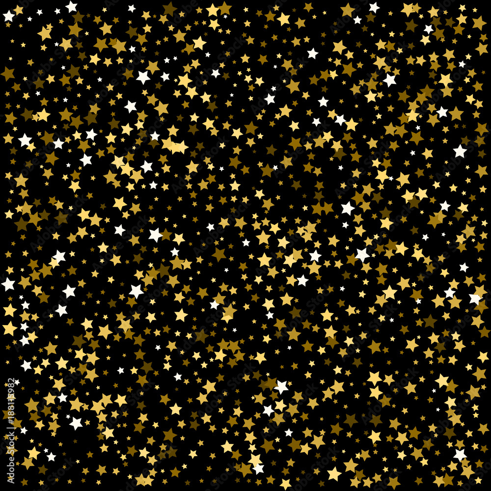 Gold background. Gold stars on a black background. Vector IIlustration ...