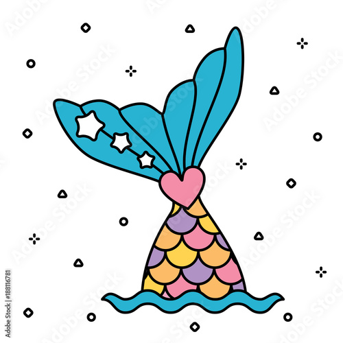 Pastel rainbow mermaid tail cute colorful isolated