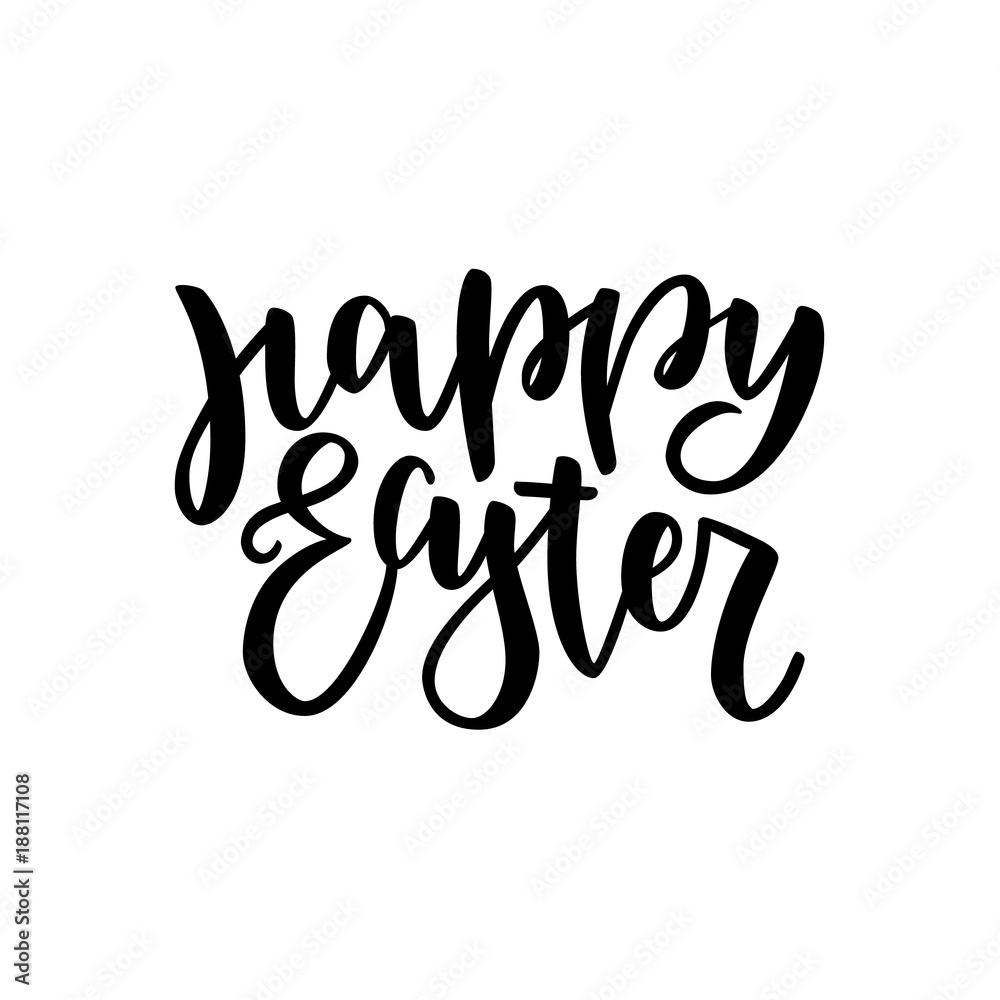 Happy Easter lettering for greeting card. Vector vintage letterpress effect, grunge background.