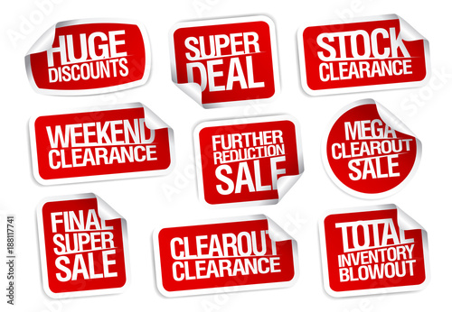 Sale stickers collection - huge discounts, super deal, stock clearance