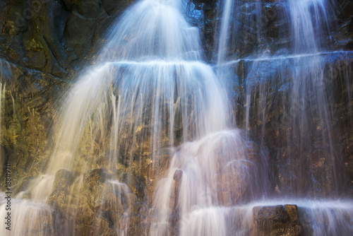 Close-up waterfall in a cave  wild landscape