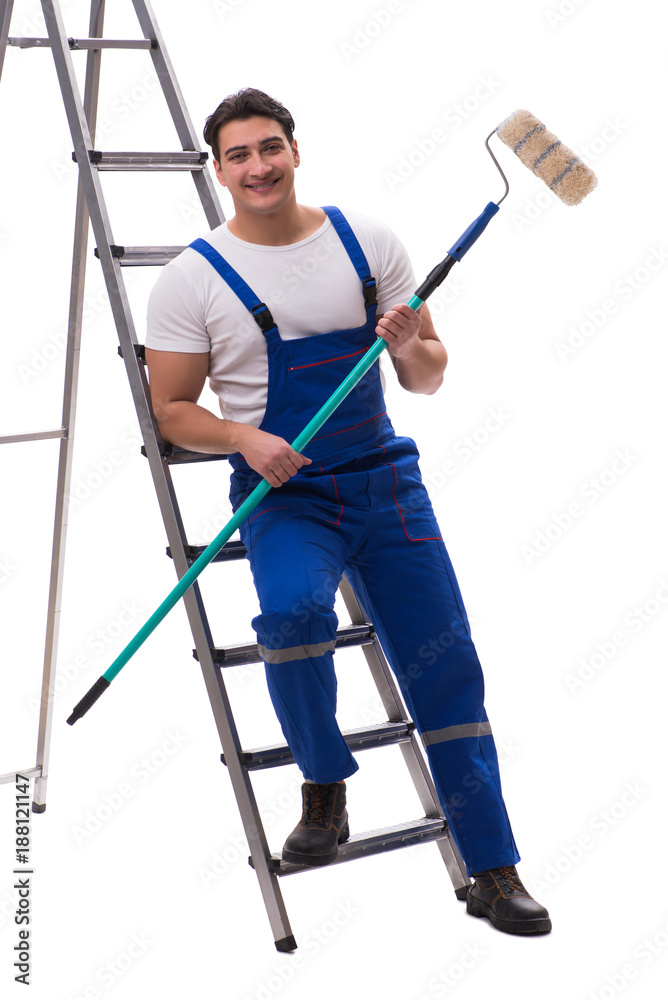 Young painter contractor isolated on white background Young painter contractor isolated on white background