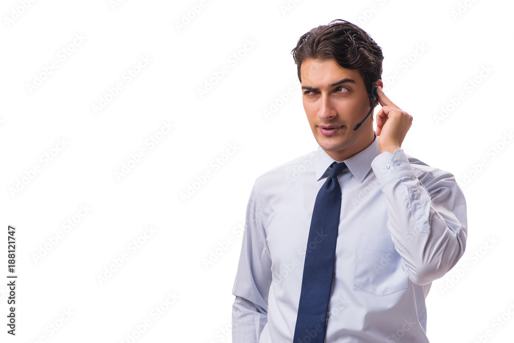 Man with headset isolated on white background Man with headset isolated on white background