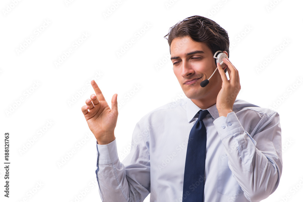 Man with headset isolated on white background Man with headset isolated on white background