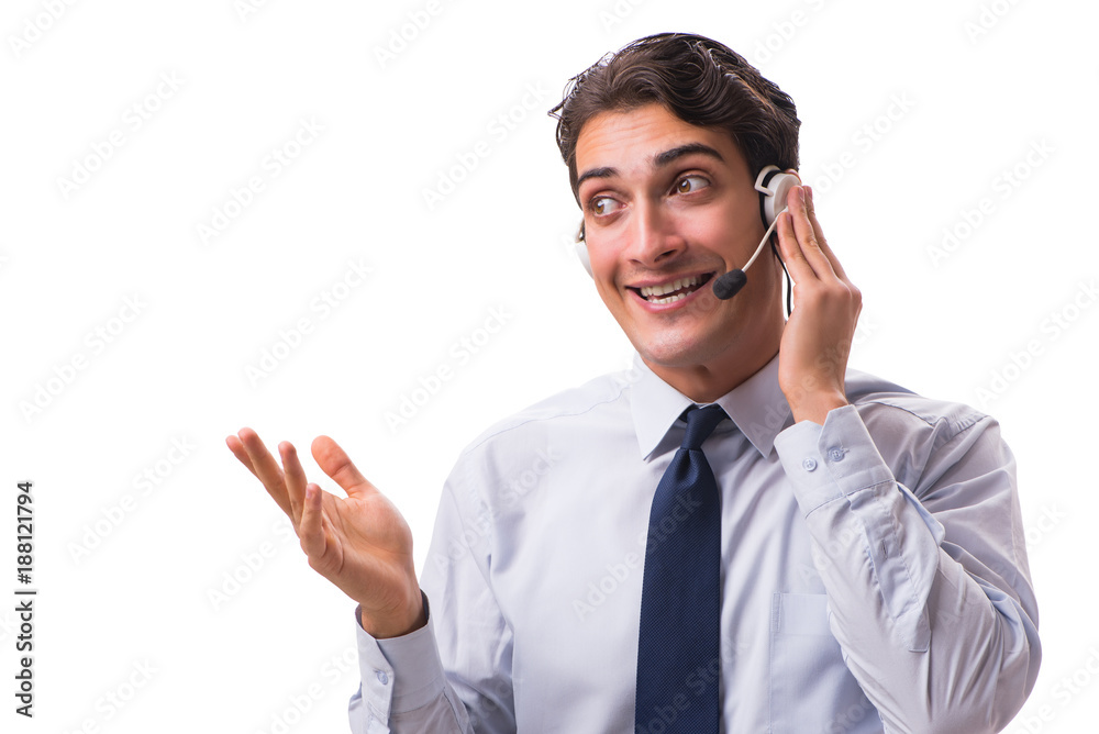 Man with headset isolated on white background Man with headset isolated on white background