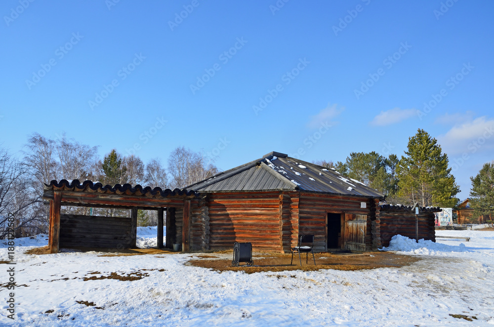 Taltsy, Irkutsk region, Russia, Buryat wooden Yurt Taltsy, Irkutsk region, Russia, Buryat wooden Yurt