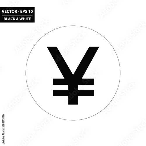 Japanese currency - yen black and white flat icon. Vector Illustration.