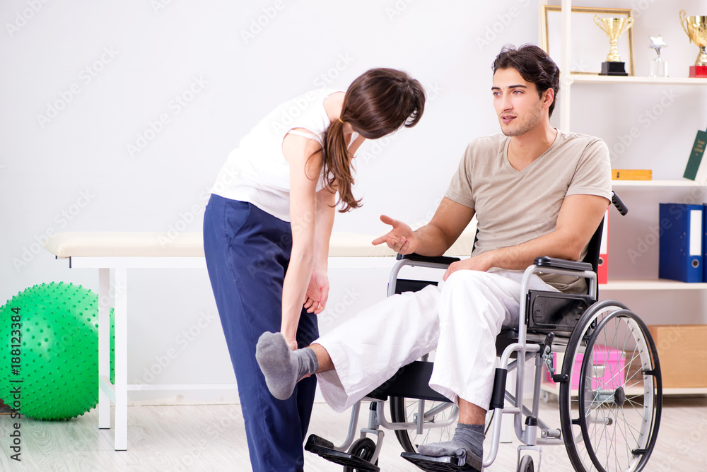 Patient recovering in hospital after injury trauma Patient recovering in hospital after injury trauma