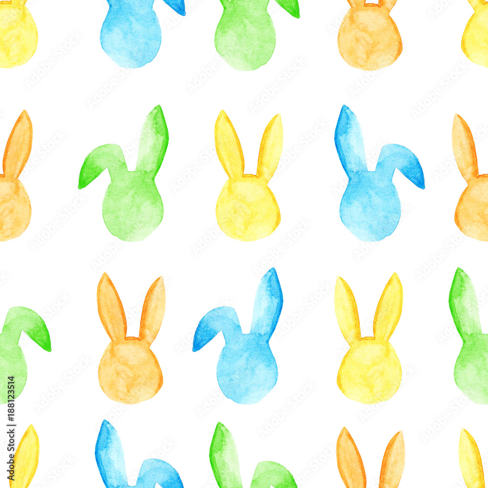 Naklejka premium Watercolor bunny seamless pattern. Easter holidays. For design, card, print or background