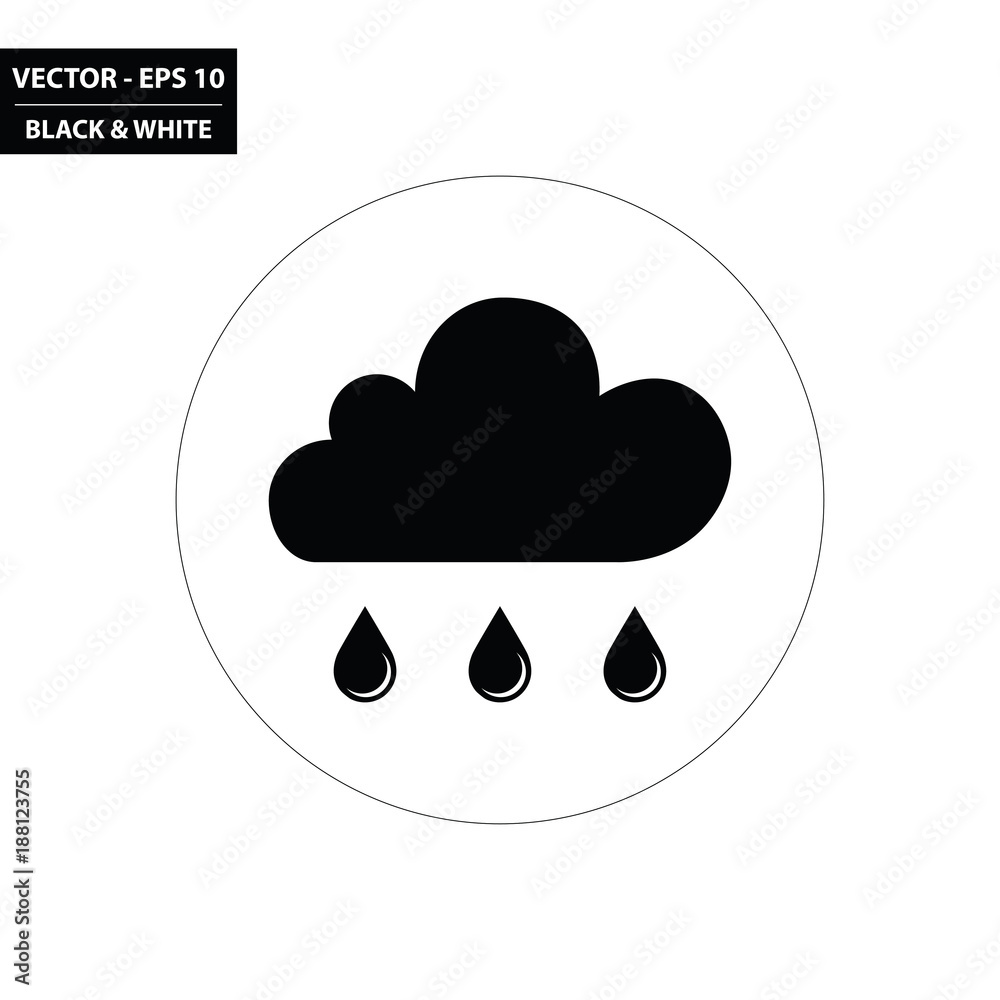Weather - rain black and white flat icon. Vector Illustration. Weather - rain black and white flat icon. Vector Illustration.