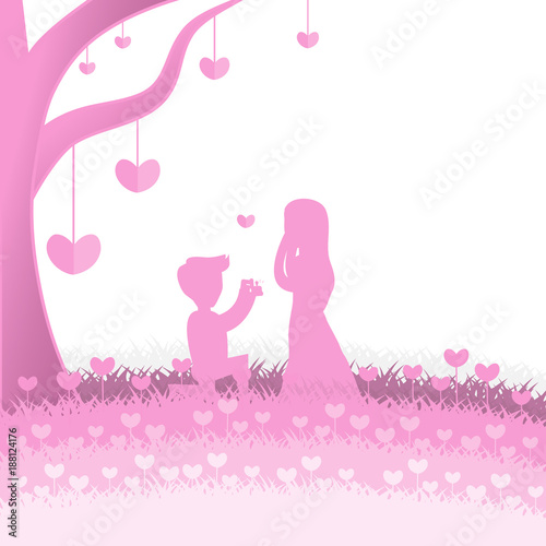 Man kneeling for a girlfriend to marry vector design for Valentine Day