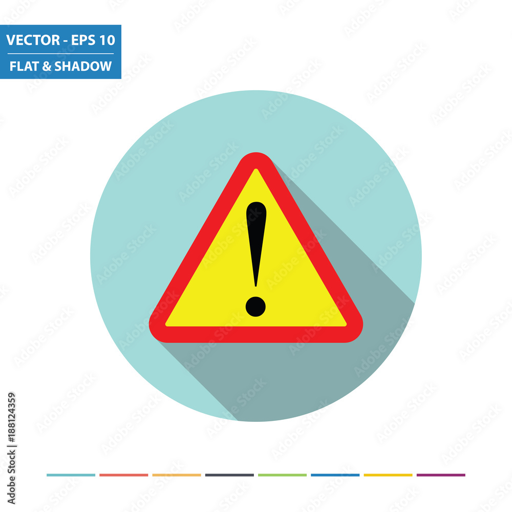 Attention/warning/danger symbol flat icon with long shadow. Vector Illustration. Attention/warning/danger symbol flat icon with long shadow. Vector Illustration.