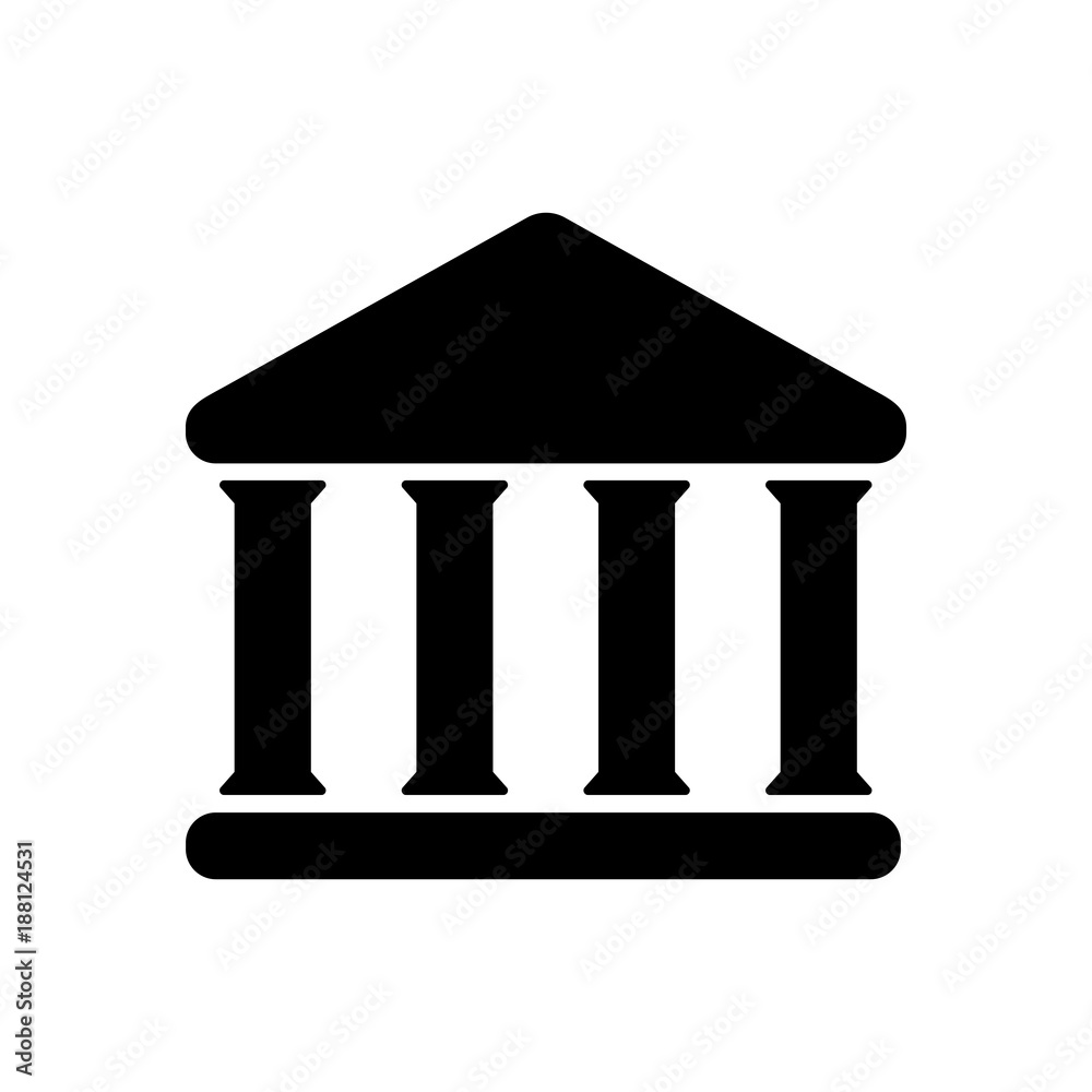 House with columns icon. Building of bank, government, court house, educational or cultural establishment with classic Greek columns. Vector Illustration House with columns icon. Building of bank, government, court house, educational or cultural establishment with classic Greek columns. Vector Illustration