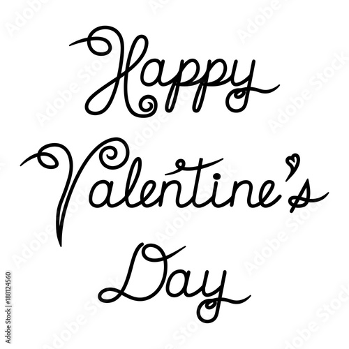 Valentine's Day calligraphy. Handwritten design of Happy Valentine's Day lettering for holiday card. Vector Illustration
