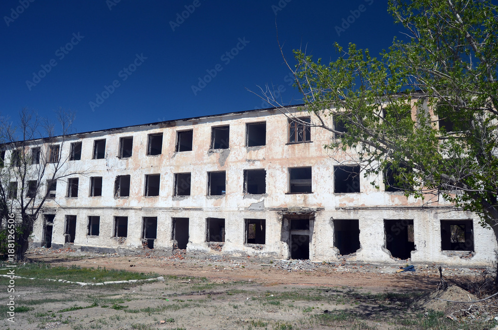 Abandoned Soviet military base in Central Asia.West Bank of Balkhash Lake

