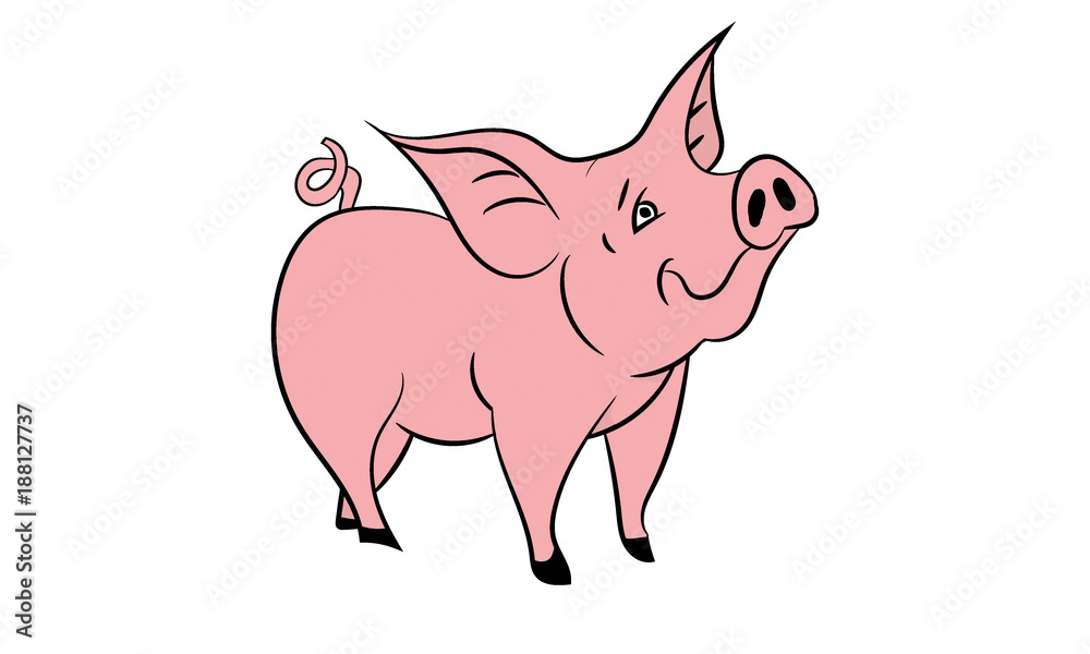 Fototapeta premium cartoon pig on a white background