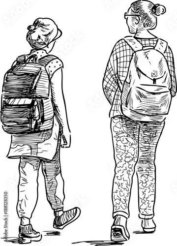 The school girls go for a walk