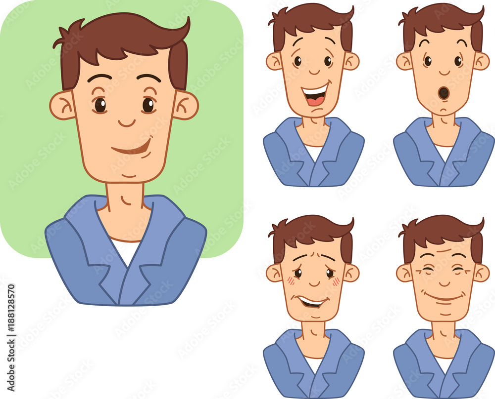 icons with various facial expressions of a man. icons with various facial expressions of a man.