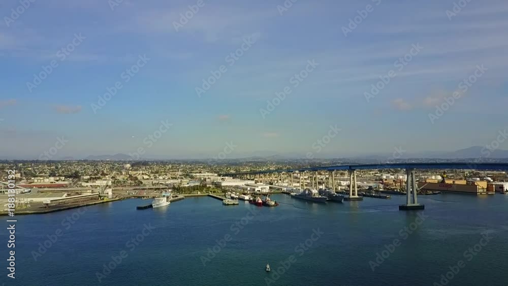San Diego - Coronado Bridge - Drone Video Aerial Video of San Diego - Coronado Bridge, locally referred to as the Coronado Bridge, is a prestressed concrete/steel girder bridge. San Diego - Coronado Bridge - Drone Video Aerial Video of San Diego - Coronado Bridge, locally referred to as the Coronado Bridge, is a prestressed concrete/steel girder bridge.