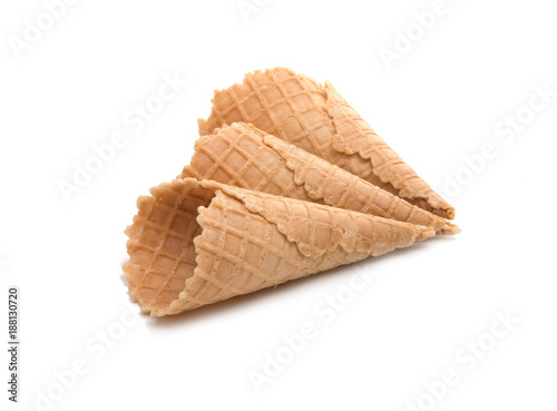 waffle cone isolted on the white. waffle for ice cream