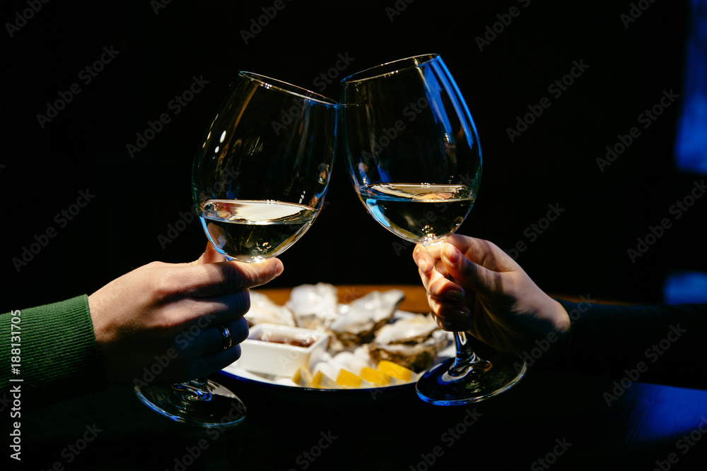 Hands with glasses of champagne. Concept of St. Valentine's day. Close-up. Hands with glasses of champagne. Concept of St. Valentine's day. Close-up.