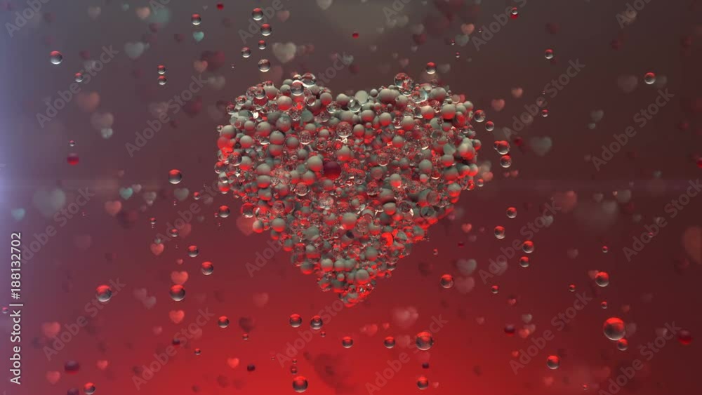 Love heart.Shining Glass balls create valentines heart and exploding heart particles.Good for love story intro and wedding video. Valentines day present and memories.Red.For Ladies website.Type 2