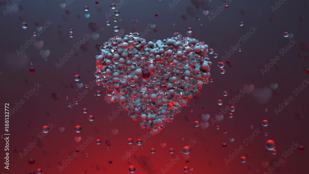 Love heart.Shining Glass balls create valentines heart and exploding heart particles.Good for love story intro and wedding video. Valentines day present and memories.For Ladies website.Type 1