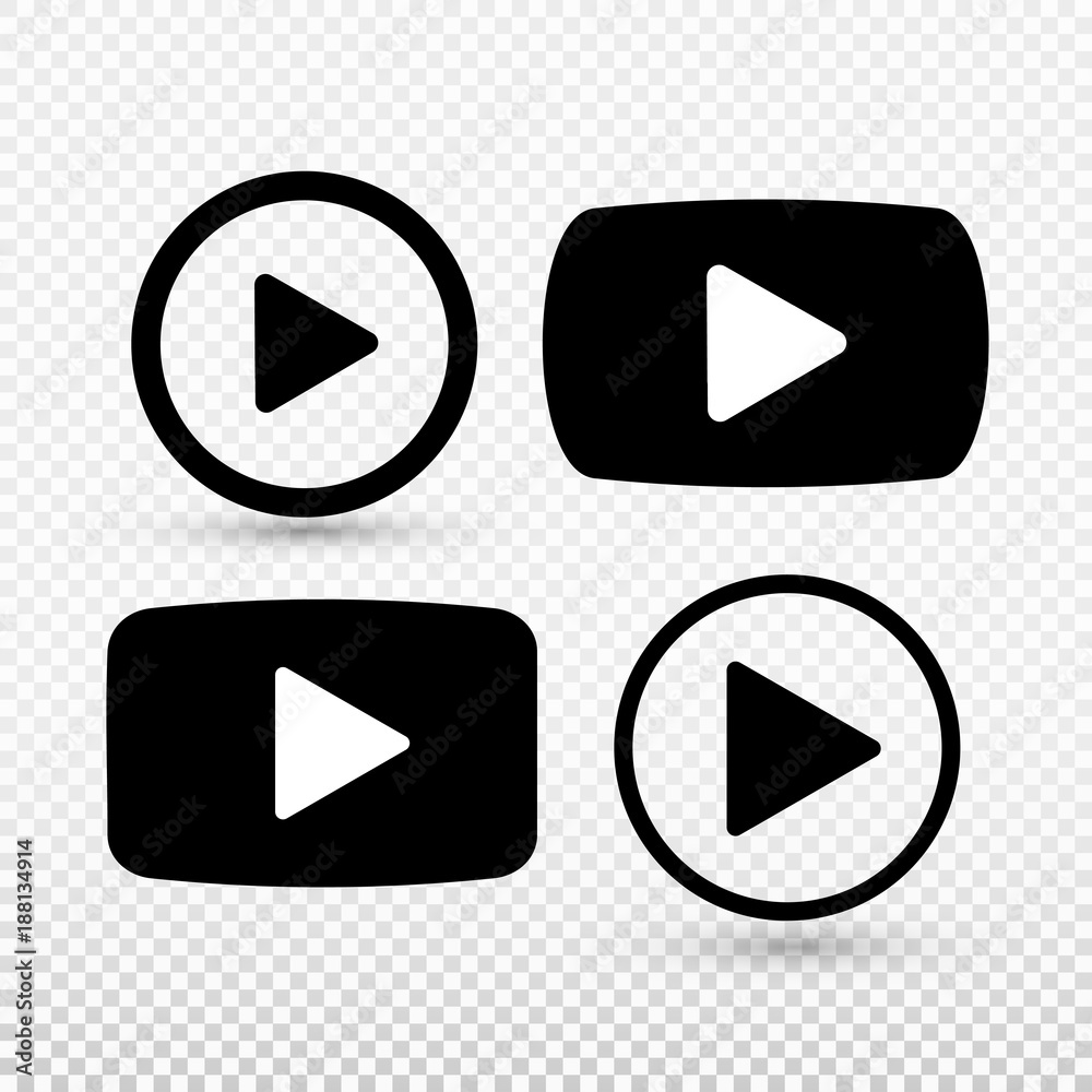 Set of Play icon. Vector illustration. Isolated on transparent background Set of Play icon. Vector illustration. Isolated on transparent background
