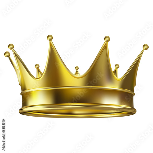 Colored realistic royal crown of gold
