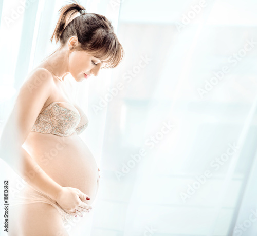 Portrait of a pregnant woman in the bedroom Free Download Portrait of a pregnant woman in the bedroom - GFXLoad