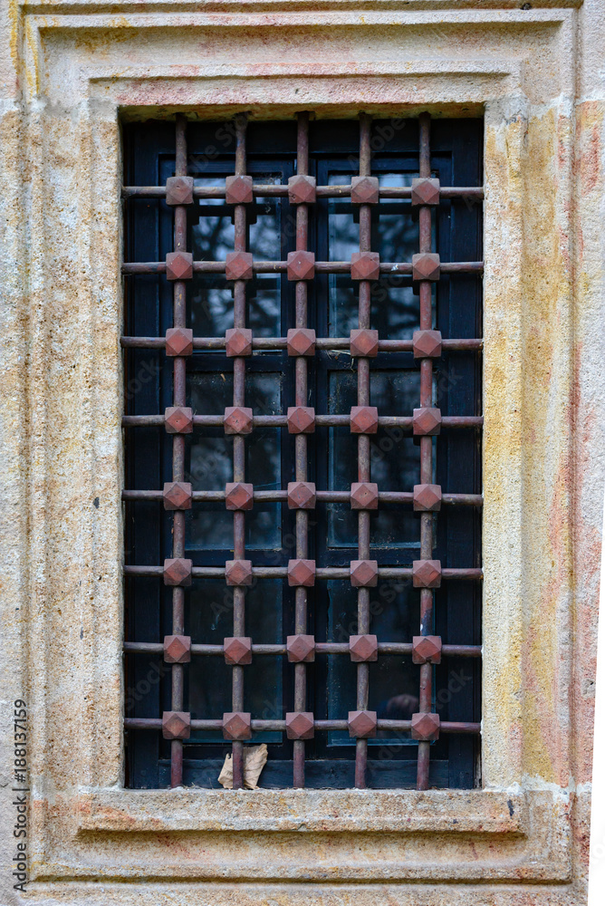 Metal grille on the window