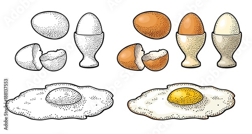 Fried egg and broken shell. 
