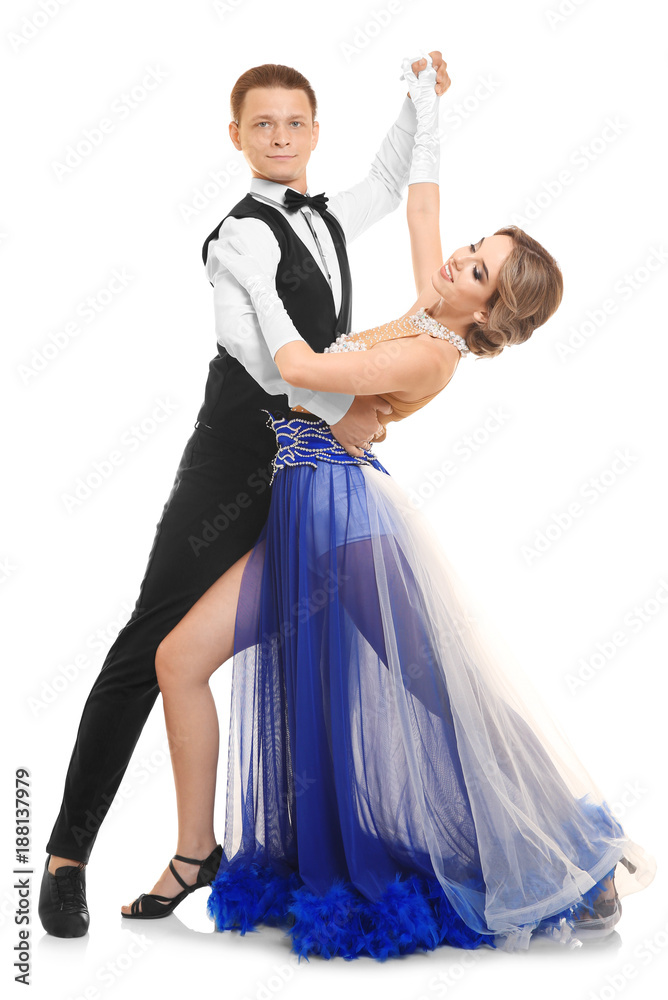Couple of young dancers on white background Couple of young dancers on white background