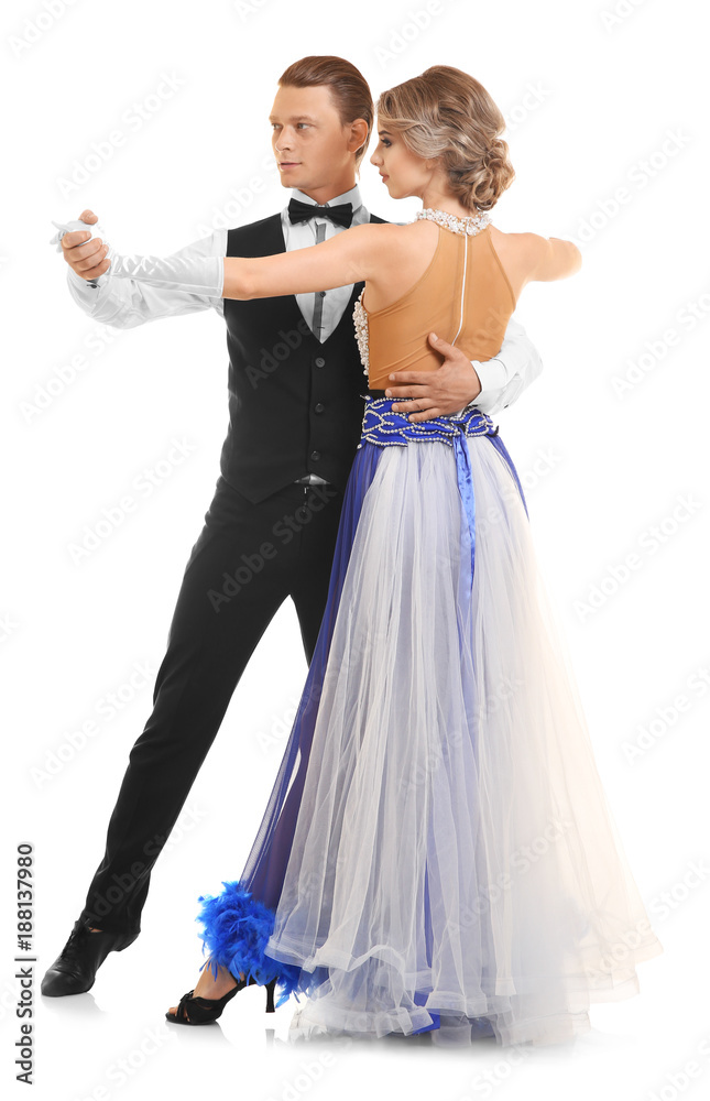Couple of young dancers on white background Couple of young dancers on white background